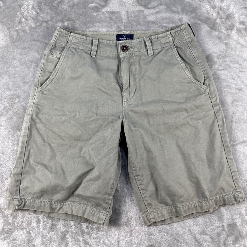 American Eagle Mens Classic Chino Shorts Olive Green Cotton Size 30 RN54485
